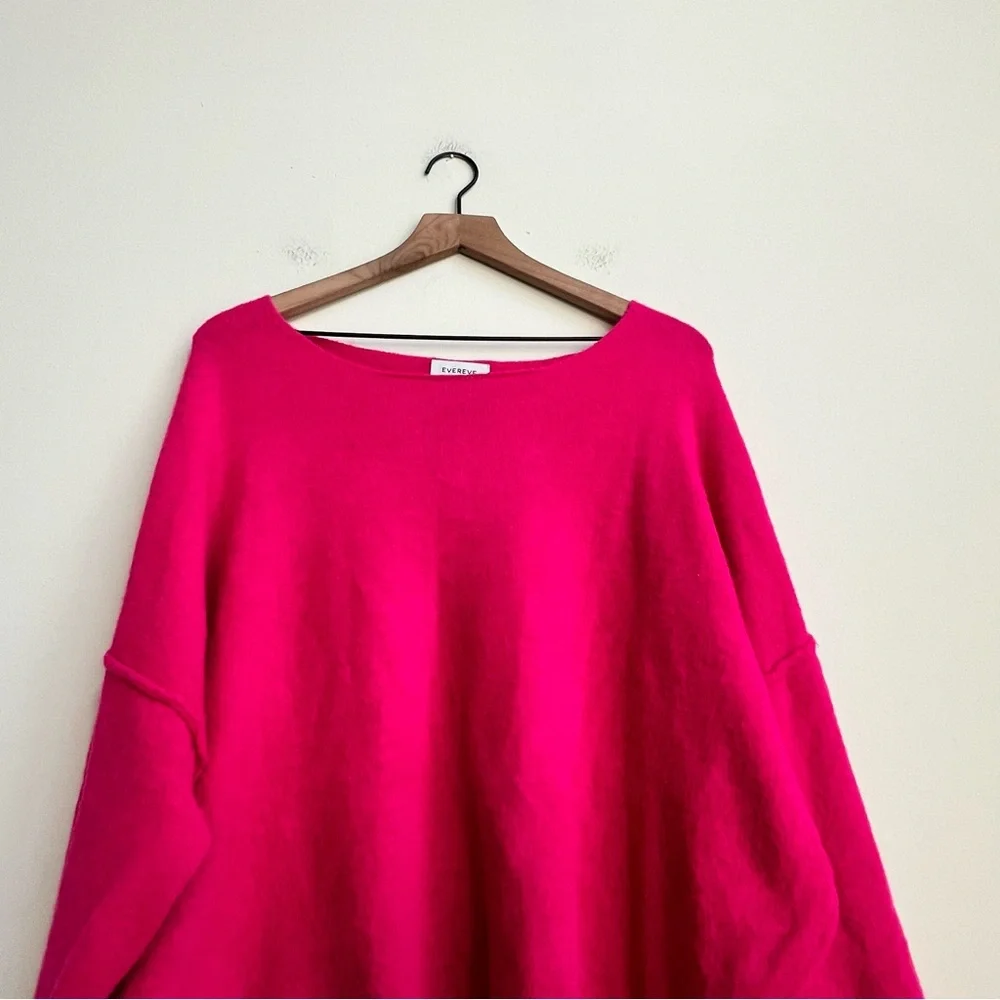 Evereve Rochelle Off Shoulder Pullover Sweater Fushia Pink Medium Relaxed Soft - Picture 6 of 16